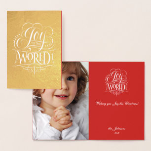 Joy to the World Gold Foil Christmas Lettering Card