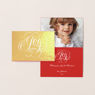 Joy to the World Gold Foil Luxury Photo Christmas Card
