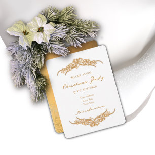 Joy to the World Gold Poinsettia Christmas Card