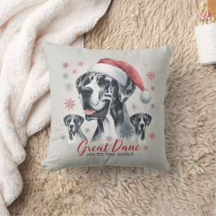 Joy to the World - Great Dane Christmas Holiday Cushion