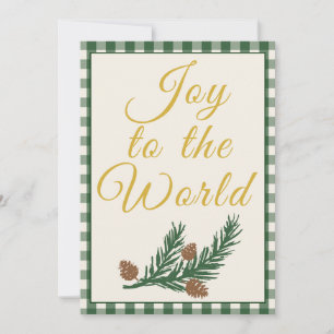 Joy to the World Green Botanical Christmas Holiday Card