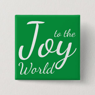 Joy to the World Green Holiday Button