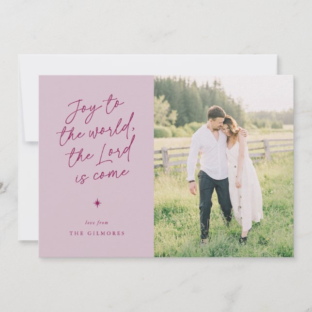 Joy to the World Handwriting Religious Christmas Holiday Card (Front)