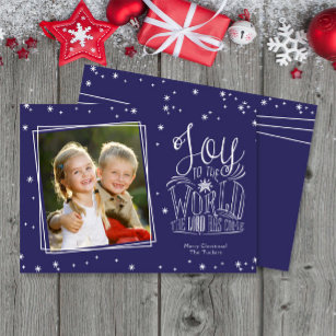Joy to the World Handwritten Photo Christmas Card