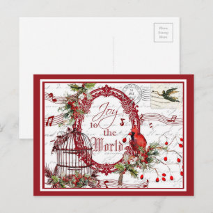 Joy to the world holiday postcard