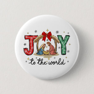 Joy To The World Jesus Christian Nativity Scence C 6 Cm Round Badge