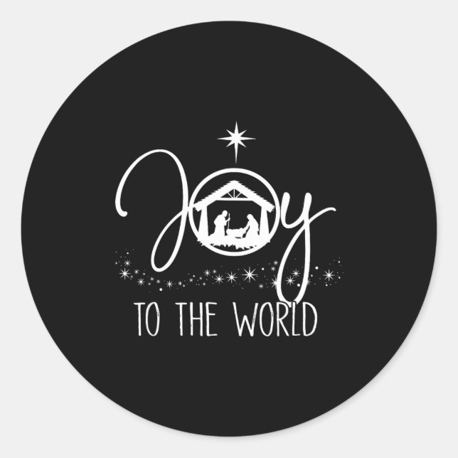 Joy To The World Jesus Christian Nativity Scence C Classic Round Sticker (Front)