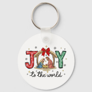 Joy To The World Jesus Christian Nativity Scence C Key Ring
