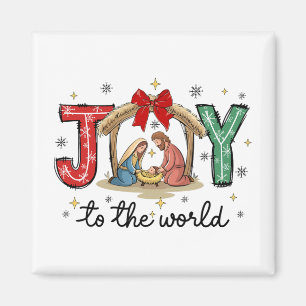 Joy To The World Jesus Christian Nativity Scence C Magnet