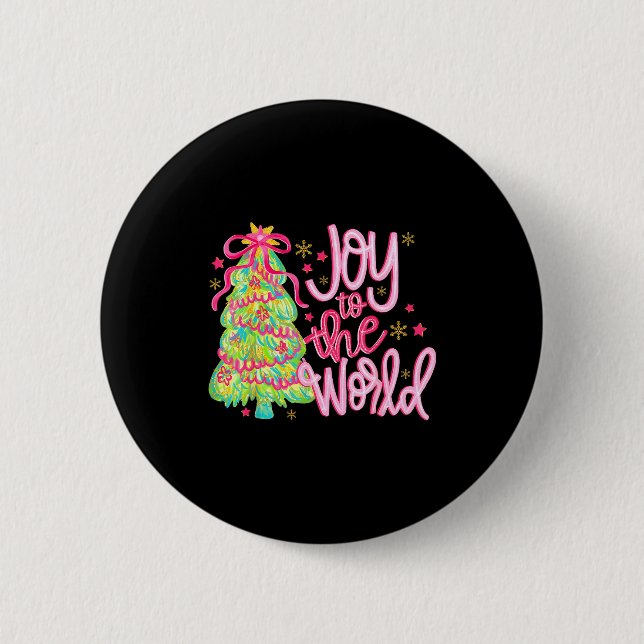 Joy To The World Jesus Christian Xmas Tree Holiday 6 Cm Round Badge (Front)