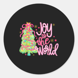 Joy To The World Jesus Christian Xmas Tree Holiday Classic Round Sticker