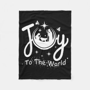 Joy To The World Jesus Christmas Nativity Scene Fa Fleece Blanket