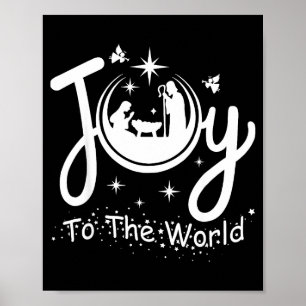 Joy To The World Jesus Christmas Nativity Scene Fa Poster