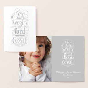 Joy to the World Lord Come - Religious Calligraphy Foil Card
