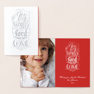 Joy to the World Lord Come - Religious Lettering Foil Card