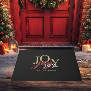 Joy to the World Modern Typography Christmas Doormat