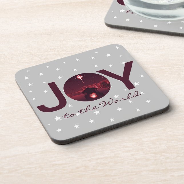 Joy to the World nativity  Beverage Coaster (Left Side)