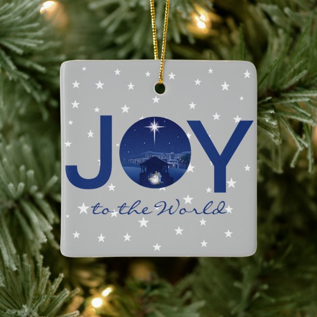 Joy to the World nativity  Ceramic Ornament (Tree)