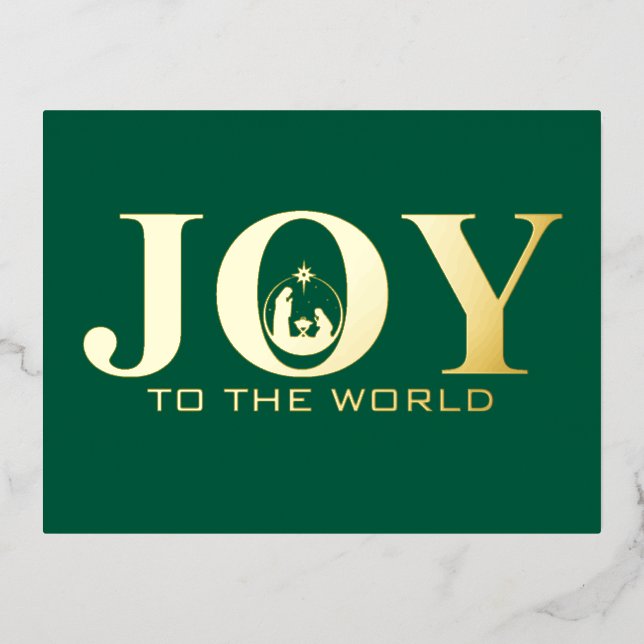 Joy to the World Nativity Gold Foil Christmas Foil Holiday Postcard (Front)