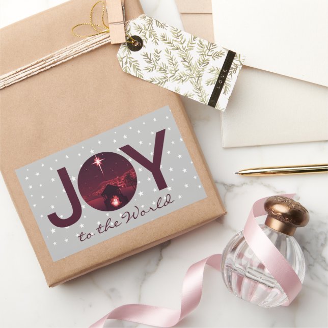 Joy to the World nativity   Rectangular Sticker (Gifting)