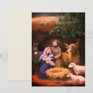 Joy to the world, nativity scene, christmas card