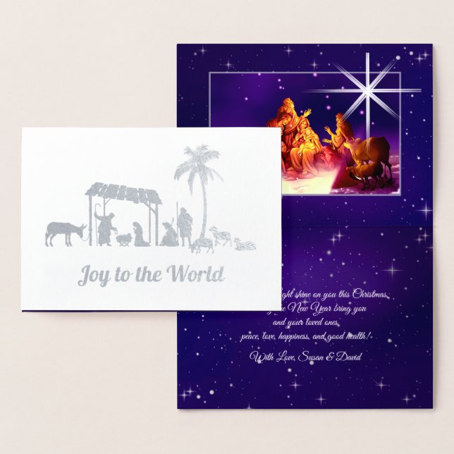 Joy to the World. Nativity Scene Luxury  Foil Card (Display)