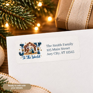 Joy to the World Nativity Scene Return Address Label