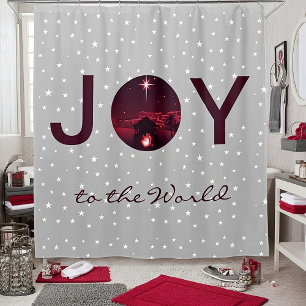 Joy to the World nativity   Shower Curtain