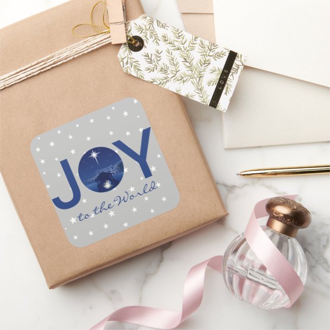 Joy to the World nativity  Square Sticker (Gifting)