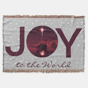 Joy to the World nativity  Throw Blanket
