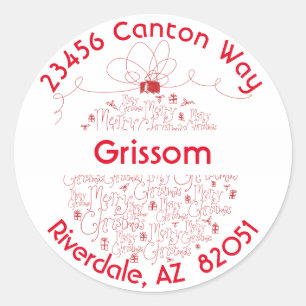 Joy to the World Ornament Return Address Label- Classic Round Sticker