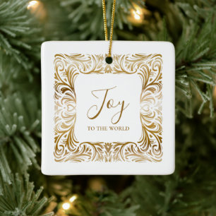 Joy To The World Personalised Elegant Christmas Ceramic Ornament