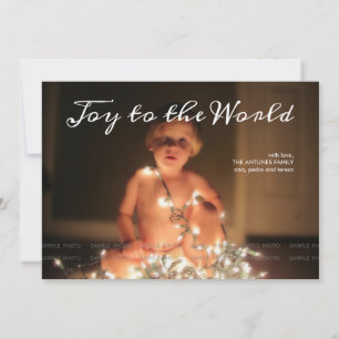 Joy to the World Photo Christmas Holiday Brown Card