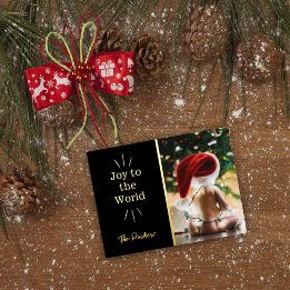 Joy To The World Photo Foil Holiday Postcard