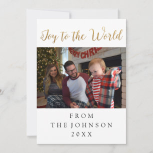 Joy To The World Photo White Holiday Script Green