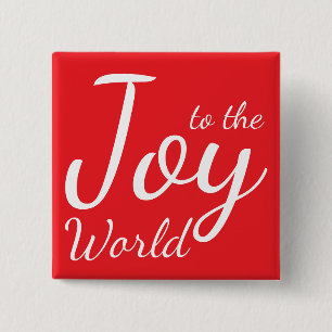 Joy to the World Phrase Red Holiday Button