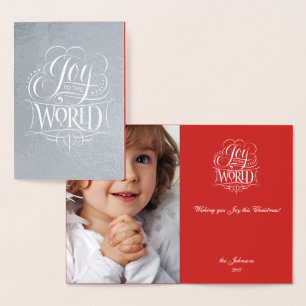 Joy to the World Real Silver Christmas Lettering Foil Card