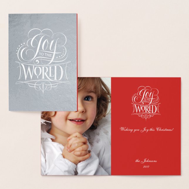 Joy to the World Real Silver Christmas Lettering Foil Card (Display)