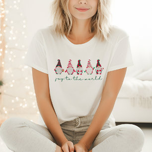 Joy to the World Red and Green Fun Gnomes T-Shirt
