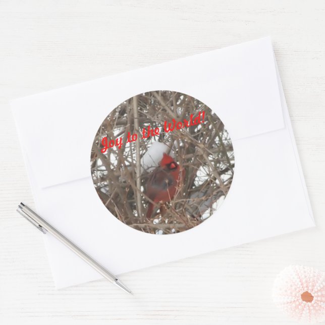Joy to the World Red Male Cardinal Stickers (Envelope)