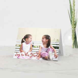 Joy to the world red snowflake christmas photo holiday card