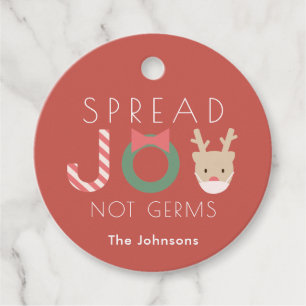 JOY to the World Reindeer Mask Red Holiday Favour Tags