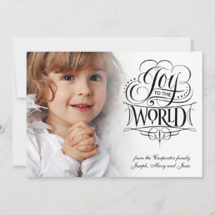 Joy to the World Religious Christmas Calligraphy Holiday Card
