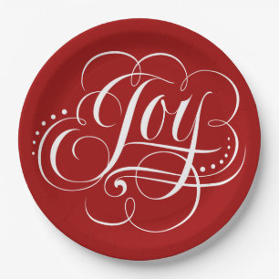 Joy to the World Religious Christmas Calligraphy   Paper Plate