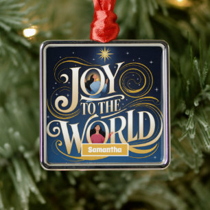 Joy to the World Religious Christmas Metal Ornament