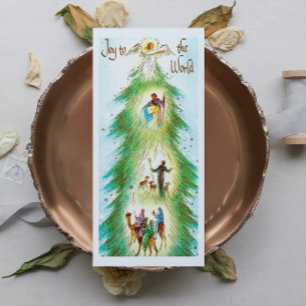 Joy to the world Retro Angel Nativity Christmas Holiday Card