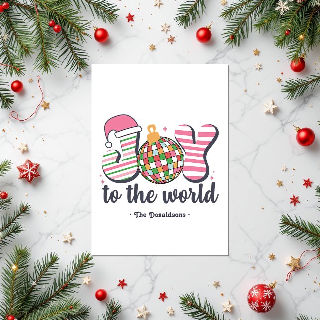 "Joy to the World" Retro Disco Ball Photo Holiday Card ("Joy to the World" Retro Disco Ball Photo Holiday Card)