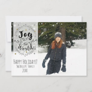 Joy to the World Rustic Silver Gold Holiday Photo