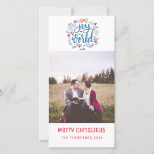 Joy to the World script Christmas Photo Card