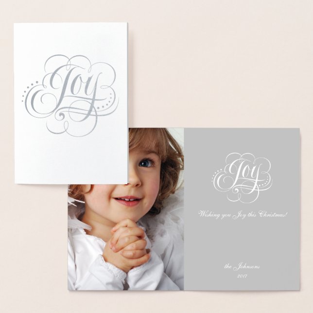 Joy to the World Silver Foil Christmas Lettering Foil Card (Display)